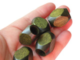 25mm x 16mm Dark Green Large Hole Wood Beads Vintage Macrame Beads Wooden Beads Rectangle Beads Cube Beads Faceted Beads Jewelry Making