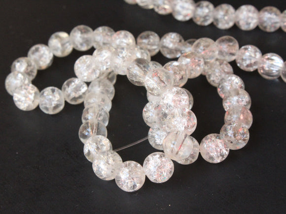 6mm Clear Crackle Glass Beads Round Beads Colorless Cracked Glass Beads Jewelry Making Beading Supplies Loose Beads Smooth Round Beads