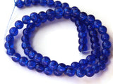 6mm Royal Blue Crackle Glass Beads Round Beads Clear Cracked Glass Beads Jewelry Making Beading Supplies Loose Beads Smooth Round Beads