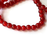 6mm Red Crackle Glass Beads Round Beads Clear Cracked Glass Beads Jewelry Making Beading Supplies Loose Beads Smooth Round Beads