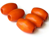 32mm Orange Wood Beads Barrel Beads Vintage Wood Beads Macrame Beads Jewelry Making Beading Supplies New Old Stock Beads Large Hole Beads