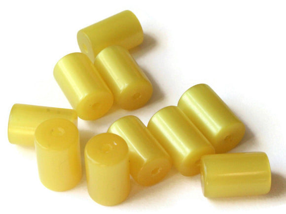 12mm Yellow Tube Beads Moonglow Lucite Bead Vintage Lucite Beads Loose Beads Jewelry Making Beading Supplies Old New Stock Beads