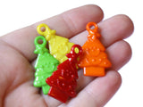 32mm Mixed Color Happy Little Tree Beads Plastic Christmas Tree Beads Pine Tree Beads Assorted Color Holiday Craft Supplies