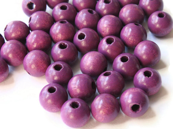 10mm Round Purple Wood Beads Wooden Macrame Beads Vintage New Old Stock Ball Beads Jewelry Making Beading Supplies Dark Purple Beads