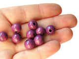 10mm Round Purple Wood Beads Wooden Macrame Beads Vintage New Old Stock Ball Beads Jewelry Making Beading Supplies Dark Purple Beads