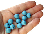 10mm Round Sky Blue Wood Beads Wooden Macrame Beads Vintage New Old Stock Ball Beads Jewelry Making Beading Supplies Cyan Blue Beads