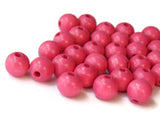 10mm Round Pink Wood Beads Wooden Macrame Beads Vintage New Old Stock Ball Beads Jewelry Making Beading Supplies Bright Pink Beads