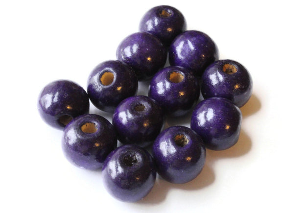 19mm x 17mm Round Purple Wood Beads Organic Shaped Wooden Ball Beads Jewelry Making Beading Supplies Macrame Beads Large Hole Beads