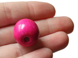 19mm x 17mm Round PInk Wood Beads Organic Shaped Wooden Ball Beads Jewelry Making Beading Supplies Macrame Beads Large Hole Beads