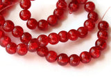 6mm Red Crackle Glass Beads Round Beads Clear Cracked Glass Beads Jewelry Making Beading Supplies Loose Beads Smooth Round Beads