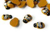 Wooden Bee Cabochons Bumblebee Cabs Flat Back Cabochons Bumble Bee Loose Cabs Bee Decoden Yellow and Black Striped Scrapbooking Supplies