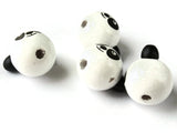 4 26mm Round Wood Panda Bear Head Beads Black and White Wooden Beads Large Hole Beads Cute Beads Kawaii Bead Jewelry Making Beading Supplies