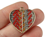 26mm Heart Pendants 1 Inch Heart Charms Gold Tone Fabric Covered Pendant, Plaid Love Heart Pendant Jewelry Making Beading Supplies Smileyboy