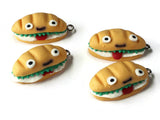30mm Tasty Sandwich Charms Kawaii Sandwich Pendants Polymer Clay Charms Hoagie Sandwich Submarine Sandwich Cute Face Sandwich Charm
