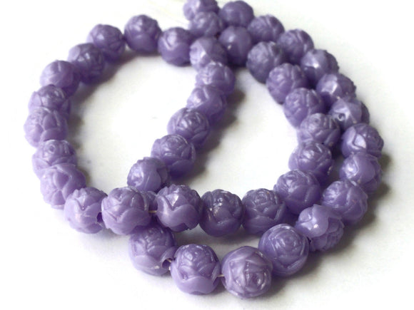 8mm Purple Pressed Rose Beads Full Strand Vintage Pressed Plastic Beads Round Floral Beads Jewelry Making Beading Supplies Smileyboy