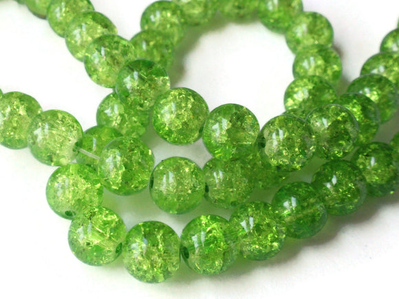 Light Green Crackle Glass Beads 8mm Round Beads Jewelry Making Beading Supplies Full Strand Loose Cracked Glass Beads Smooth Round Beads