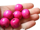 19mm x 17mm Round PInk Wood Beads Organic Shaped Wooden Ball Beads Jewelry Making Beading Supplies Macrame Beads Large Hole Beads