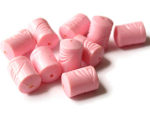 22mm Pink Plastic Tube Beads With Wave Design Vintage Plastic Beads Barbie Pink Beads New Old Stock Beads Chunky Beads Jewelry Making