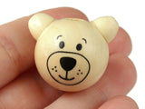 26mm Round Wood Bear Head Beads Natural Wooden Beads Large Hole Beads Cute Beads Kawaii Beads Focal Beads Jewelry Making Beading Supplies