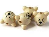 26mm Round Wood Bear Head Beads Natural Wooden Beads Large Hole Beads Cute Beads Kawaii Beads Focal Beads Jewelry Making Beading Supplies