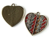 26mm Heart Pendants 1 Inch Heart Charms Gold Tone Fabric Covered Pendant, Plaid Love Heart Pendant Jewelry Making Beading Supplies Smileyboy