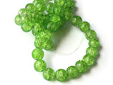 Light Green Crackle Glass Beads 8mm Round Beads Jewelry Making Beading Supplies Full Strand Loose Cracked Glass Beads Smooth Round Beads