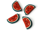 40mm Happy Watermelon Beads Food Beads Sliced Clay Beads Red and Green Fruit Beads Jewelry Making Beading Supplies Charms and Pendants