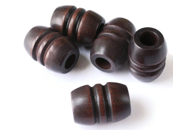 Dark Brown Fluted Barrel Beads 5 29mm Wood Macrame Beads Big Hole Chunky Beads Wooden Beads Jewelry Making Beading Supplies