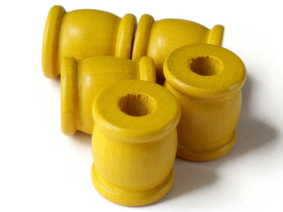 22mm Yellow Drum Beads Big Wooden Beads Yellow Spool Beads Large Hole Beads Vintage Wood Beads Tube Beads Jewelry Making Beading Supplies
