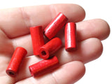 18mm Tube Beads Red Vintage Wood Beads Wooden Beads Jewelry Making Macrame Beads New Old Stock Beads