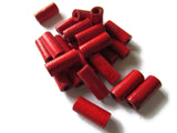 18mm Tube Beads Red Vintage Wood Beads Wooden Beads Jewelry Making Macrame Beads New Old Stock Beads
