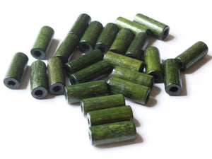 18mm Tube Beads Green Vintage Wood Beads Wooden Beads Jewelry Making Macrame Beads New Old Stock Beads