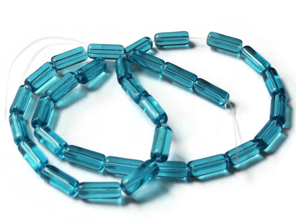10mm Tube Beads Turquoise Blue Beads Glass Beads Transparent Beads Jewelry Making Beading Supplies 12.5 Inch Bead Strand Loose Beads