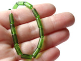 10mm Tube Beads Clear Green Glass Beads Transparent Beads Jewelry Making Beading Supplies Bead Strand