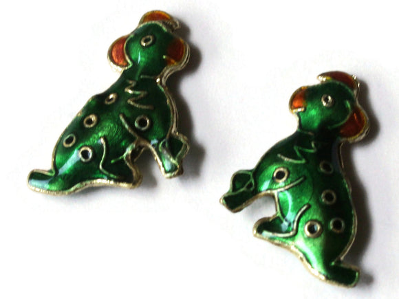 19mm Dark Green Cloisonne Dog Beads Green Dalmatian Beads Animal Beads Pet Beads Cute Beads Metal Beads Enamel Bead Jewelry Making