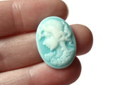 10 25mm x 18mm Sky Blue Cameo Cabochons Woman Face Cameo Cabs Resin Cabochons Jewelry Making Beading Supplies Decoden Resin Cameos