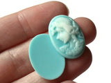 10 25mm x 18mm Sky Blue Cameo Cabochons Woman Face Cameo Cabs Resin Cabochons Jewelry Making Beading Supplies Decoden Resin Cameos