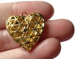 26mm Filigree Heart Locket Gold Tone Brass Locket Charm Jewelry Making and Beading Supplies Diffuser Pendant