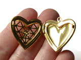 26mm Filigree Heart Locket Gold Tone Brass Locket Charm Jewelry Making and Beading Supplies Diffuser Pendant