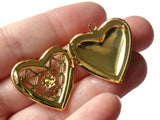 26mm Filigree Heart Locket Gold Tone Brass Locket Charm Jewelry Making and Beading Supplies Diffuser Pendant
