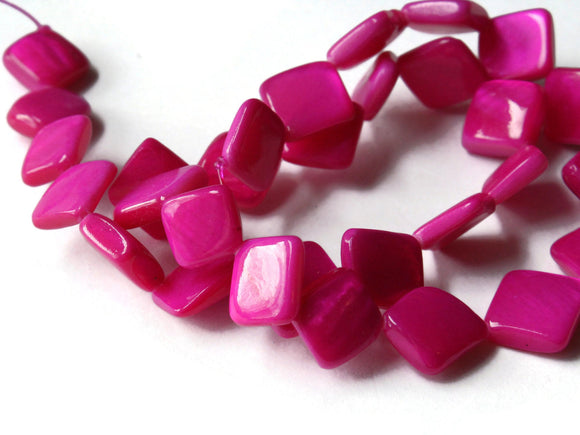 13mm Bright Pink Mother Of Pearl Diamond Beads Full Strand Dyed Shell Beads to String Natural Seashell Beads Jewelry Making Beading Supplies