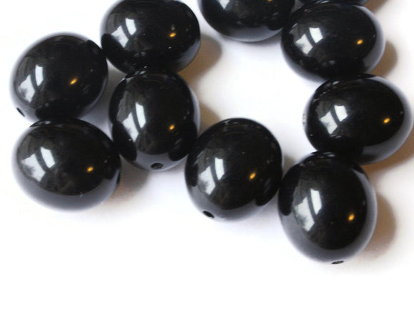 20mm Black Oval Beads Vintage Lucite Beads Seamless Beads Chunky Beads Big Beads Lucite Beads Plastic Beads Large Beads