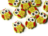 22mm Yellow Beads Wooden Owl Beads Animal Beads Wood Beads Bird Beads Cute Beads Multicolor Beads Novelty Beads to String