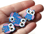 22mm Blue Beads Wooden Owl Beads Animal Beads Wood Beads Bird Beads Cute Beads Multicolor Beads Novelty Beads to String