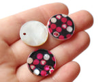 20mm Heart And Dot Charm Printed Shell Charm Shell Beads Circle Pendant Round Pendant Seashell Charm Jewelry Making Beading Supplies