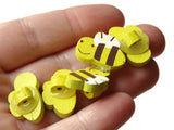 5 20mm Bumble Bee Wooden Shank Buttons Honey Bee Buttons