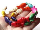 24mm Fish Beads Mixed Color Dyed Howlite Beads Full Strand Jewelry Making Beading Supplies Smileyboy Gemstone Beads Animal Beads