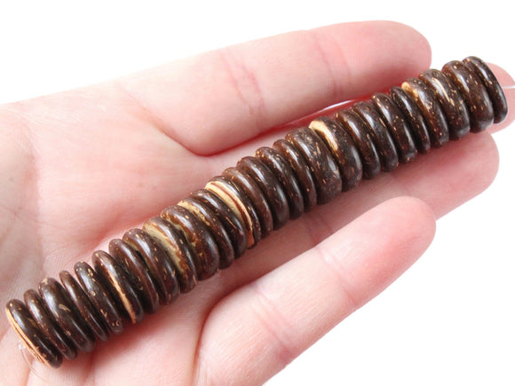 14mm Brown Wood Beads Vintage Flat Saucer Disc Beads Wooden Brown Beads Jewelry Making Beading Supplies Smileybo