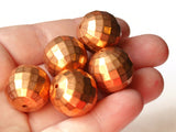 18mm Faceted Round Beads Vintage Red Copper Plated Plastic Bead Jewelry Making Beading Supplies Ball Beads Loose Beads Large Beads