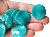 25mm Teal Green Disc Beads Vintage Wavy Beads Flat Round Bead Coin Beads Curvy Curved Beads Jewelry Making Loose Beads Plastic Beads